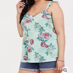Torrid Mint Floral Ruffle Tank/Cami